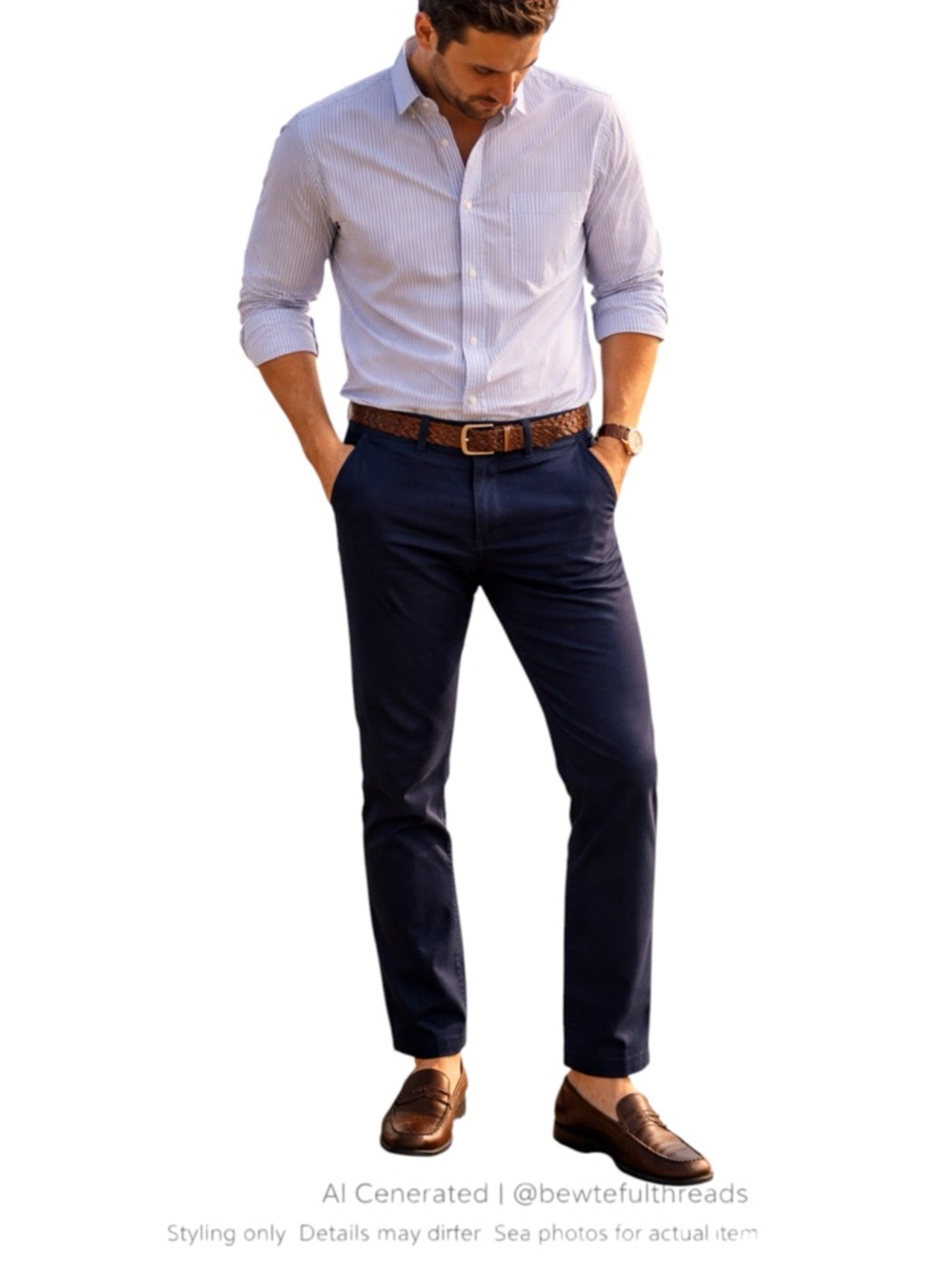 Classic Prep Navy Chinos Hidden Scenic Lining Straight Leg Pants M